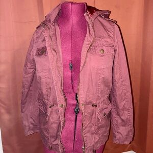 Women's Maroon Cargo Jacket